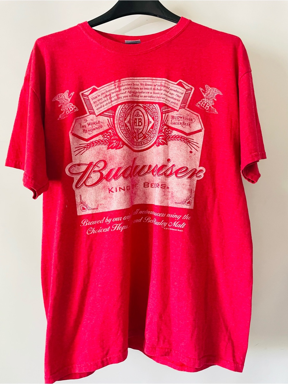 Gildan Red Budweiser Graphic Short Sleeve Tee Vintage Style